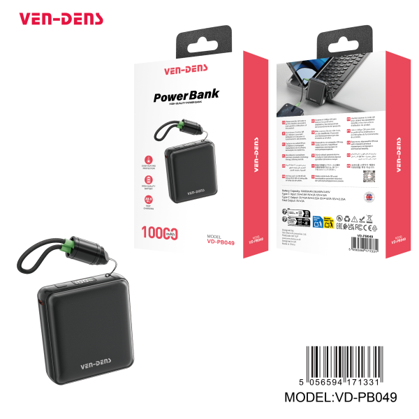 VEN-DENS VD-PB049 — 10,000mAh Fast Charging Power Bank